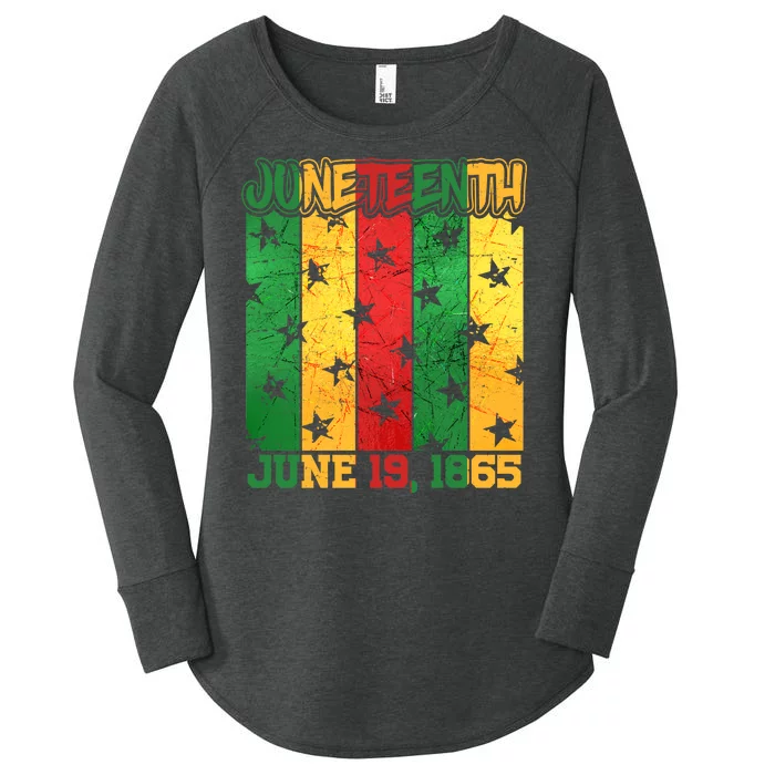 Juneteenth June 19 1865 Traditional Red Gold Green Women's Perfect Tri Tunic Long Sleeve Shirt