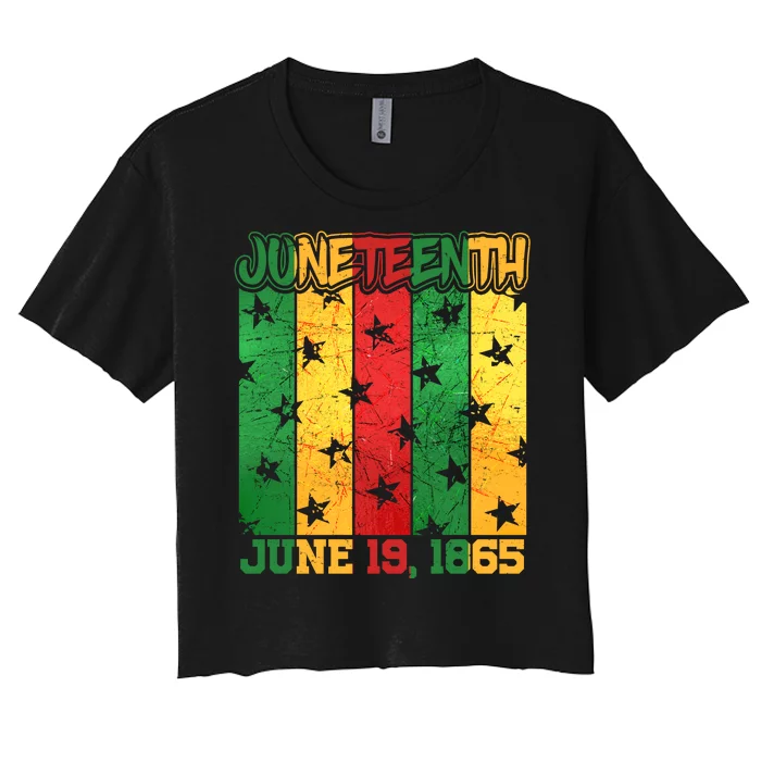 Juneteenth June 19 1865 Traditional Red Gold Green Women's Crop Top Tee