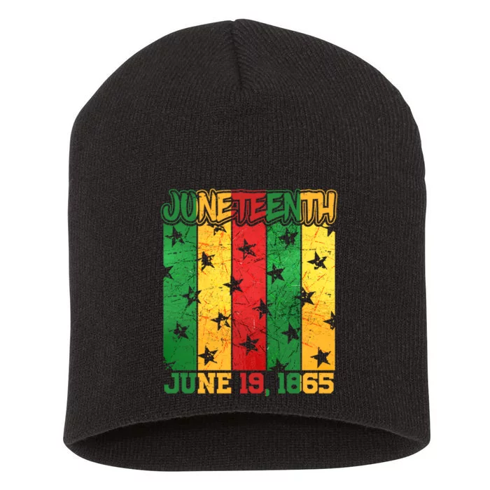 Juneteenth June 19 1865 Traditional Red Gold Green Short Acrylic Beanie