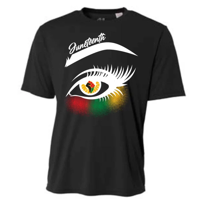 Juneteenth Red Gold Green Eyelashes Cooling Performance Crew T-Shirt