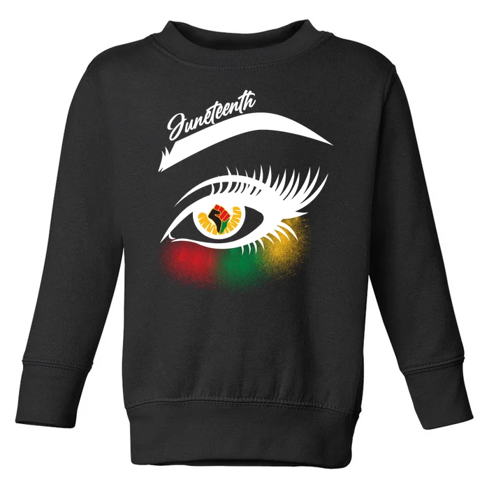 Juneteenth Red Gold Green Eyelashes Toddler Sweatshirt