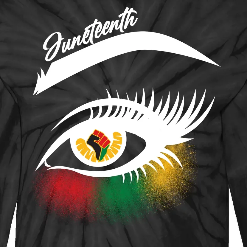 Juneteenth Red Gold Green Eyelashes Tie-Dye Long Sleeve Shirt