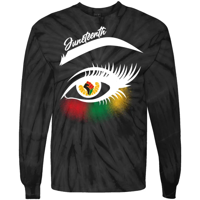 Juneteenth Red Gold Green Eyelashes Tie-Dye Long Sleeve Shirt