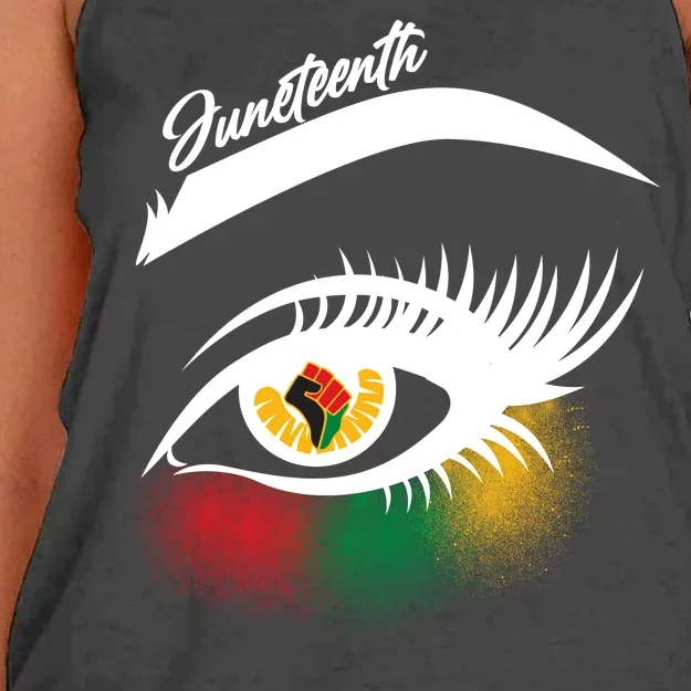 Juneteenth Red Gold Green Eyelashes Women's Knotted Racerback Tank