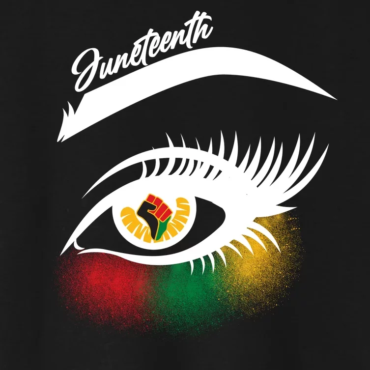 Juneteenth Red Gold Green Eyelashes Women's Crop Top Tee