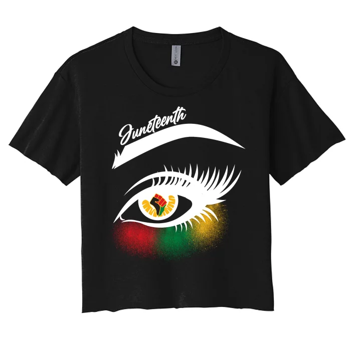 Juneteenth Red Gold Green Eyelashes Women's Crop Top Tee