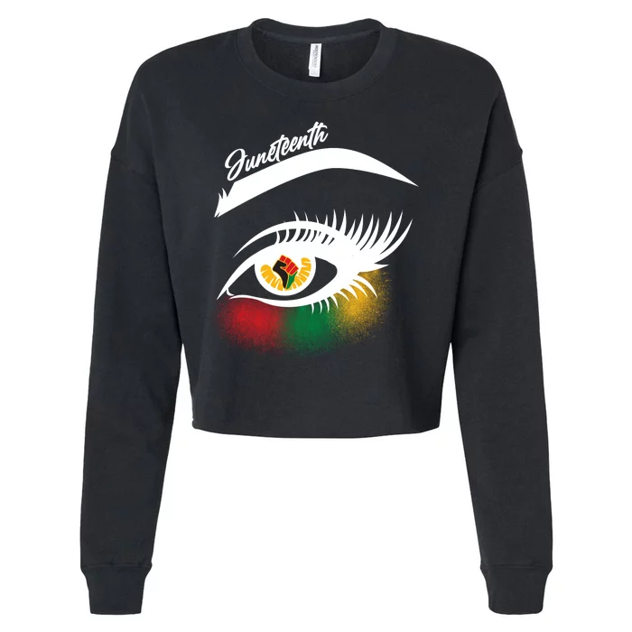 Juneteenth Red Gold Green Eyelashes Cropped Pullover Crew