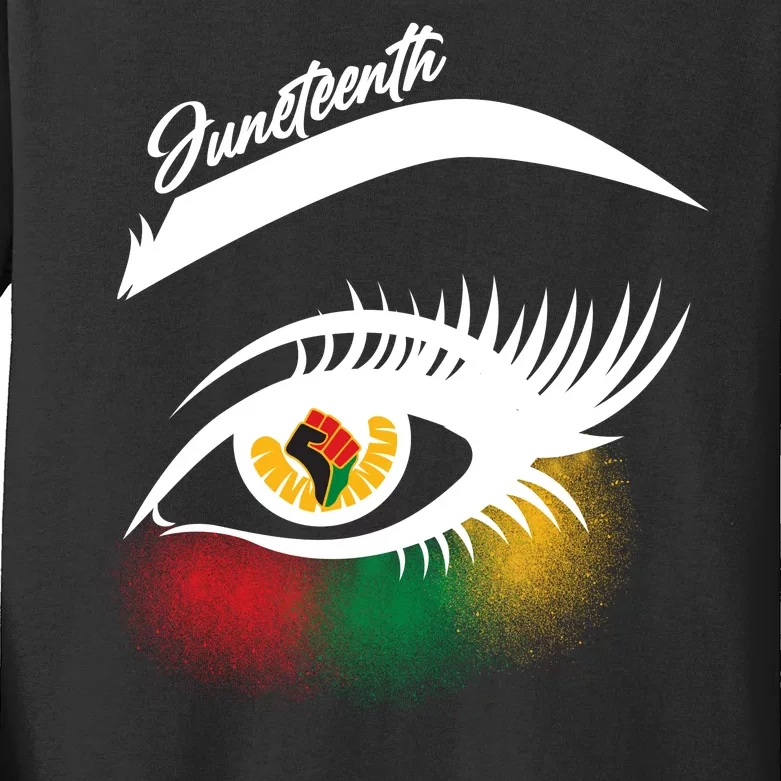 Juneteenth Red Gold Green Eyelashes Kids Long Sleeve Shirt