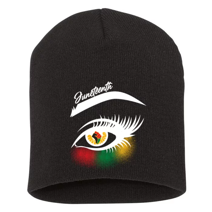 Juneteenth Red Gold Green Eyelashes Short Acrylic Beanie