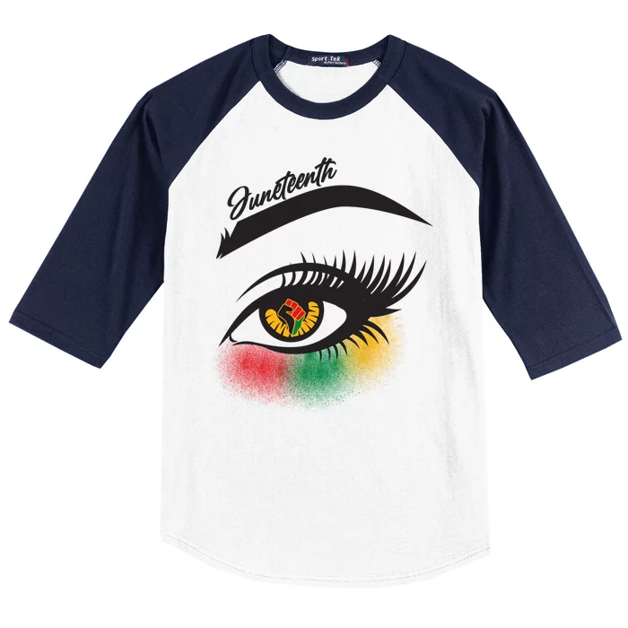 Juneteenth Red Gold Green Eyelashes Baseball Sleeve Shirt