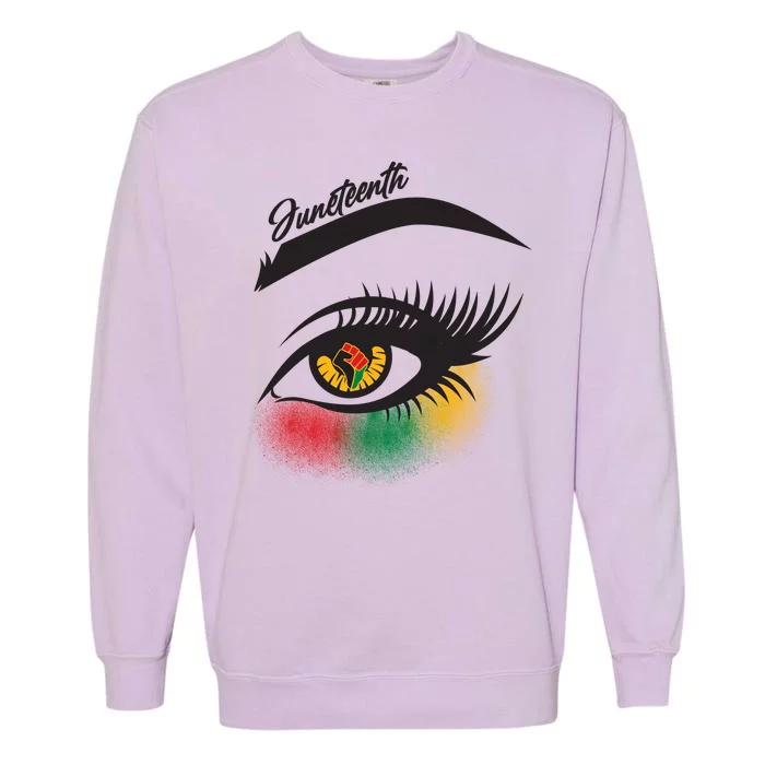 Juneteenth Red Gold Green Eyelashes Garment-Dyed Sweatshirt