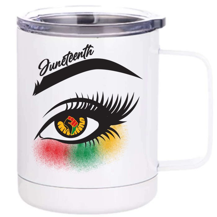 Juneteenth Red Gold Green Eyelashes Front & Back 12oz Stainless Steel Tumbler Cup