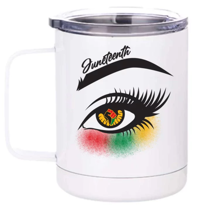 Juneteenth Red Gold Green Eyelashes Front & Back 12oz Stainless Steel Tumbler Cup