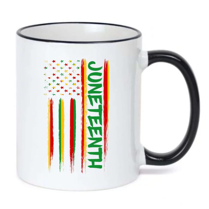 Juneteenth Red Gold Green USA Flag Black Color Changing Mug