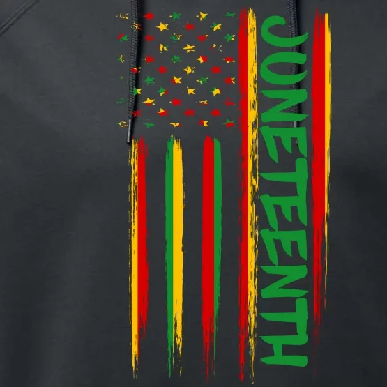 Juneteenth Red Gold Green USA Flag Performance Fleece Hoodie