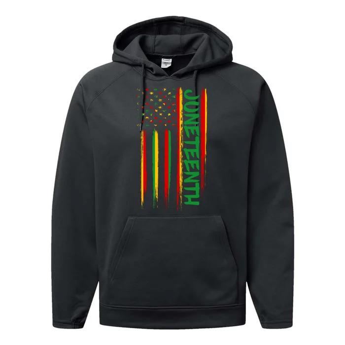 Juneteenth Red Gold Green USA Flag Performance Fleece Hoodie