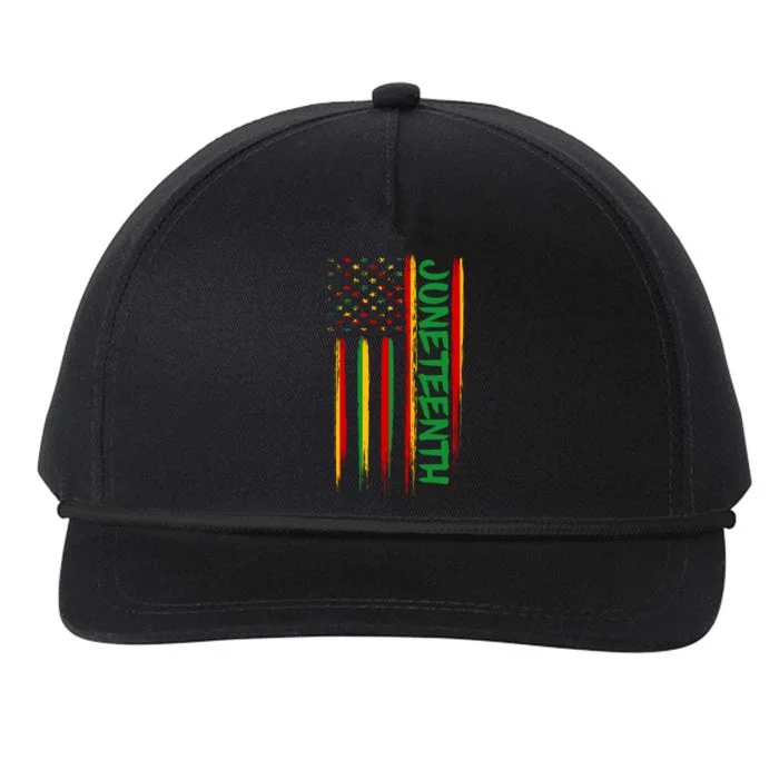 Juneteenth Red Gold Green USA Flag Snapback Five-Panel Rope Hat