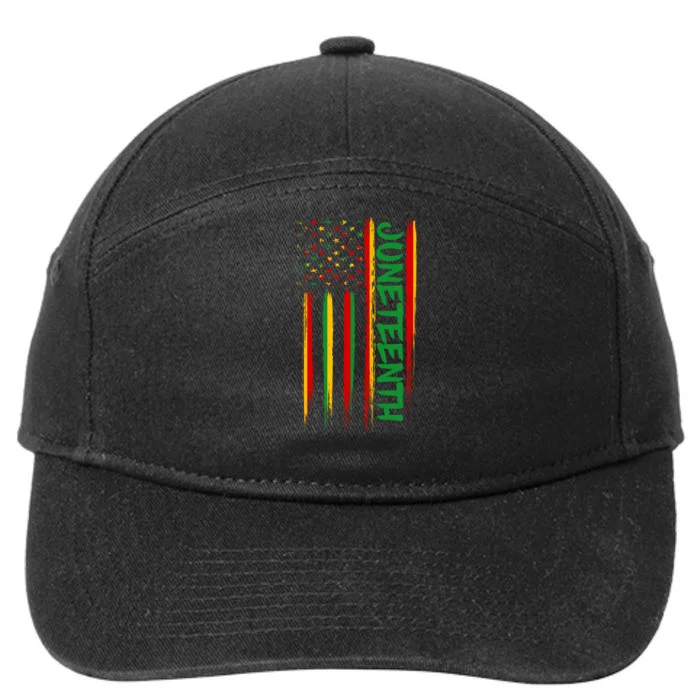 Juneteenth Red Gold Green USA Flag 7-Panel Snapback Hat