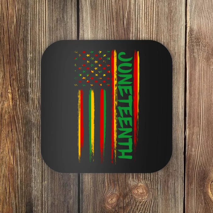 Juneteenth Red Gold Green USA Flag Coaster