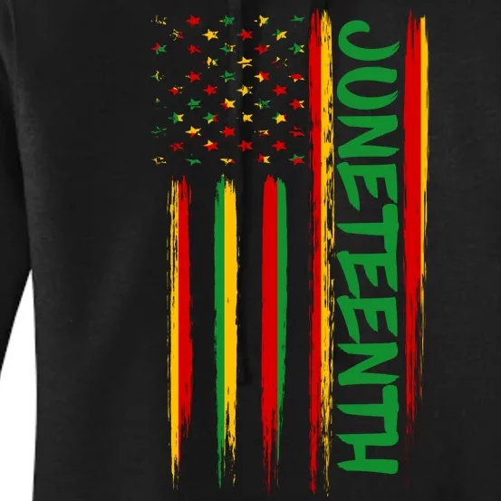 Juneteenth Red Gold Green USA Flag Women's Pullover Hoodie