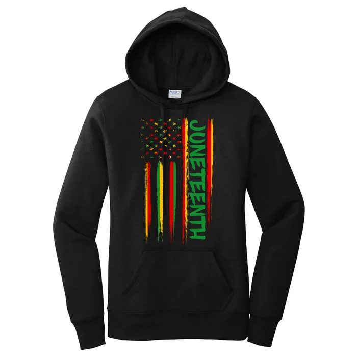 Juneteenth Red Gold Green USA Flag Women's Pullover Hoodie