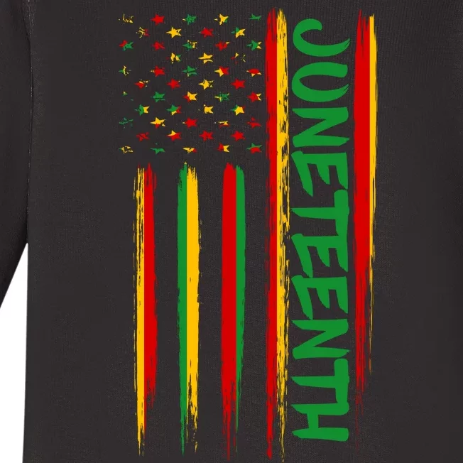 Juneteenth Red Gold Green USA Flag Baby Long Sleeve Bodysuit