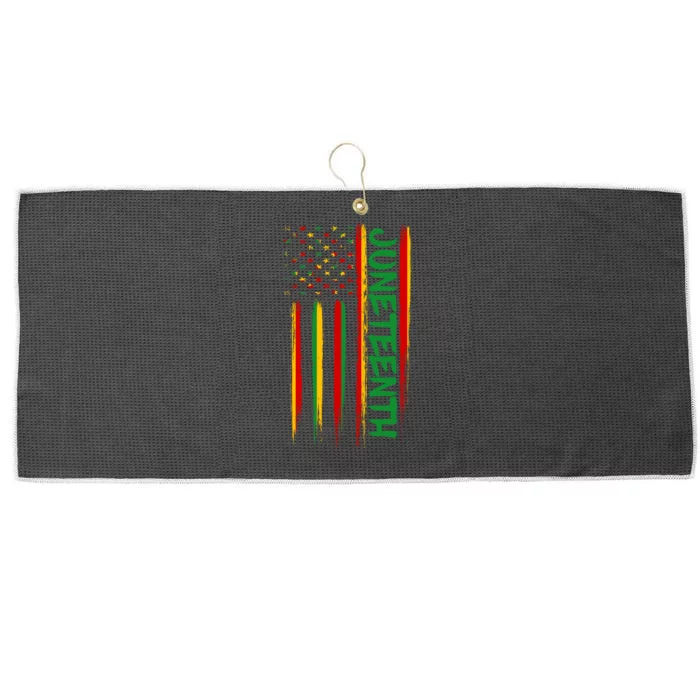 Juneteenth Red Gold Green USA Flag Large Microfiber Waffle Golf Towel