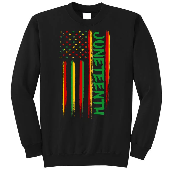 Juneteenth Red Gold Green USA Flag Tall Sweatshirt