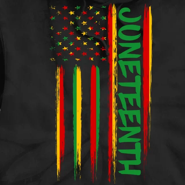 Juneteenth Red Gold Green USA Flag Tie Dye Hoodie