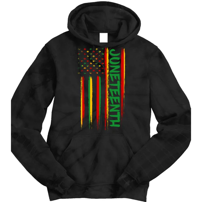 Juneteenth Red Gold Green USA Flag Tie Dye Hoodie