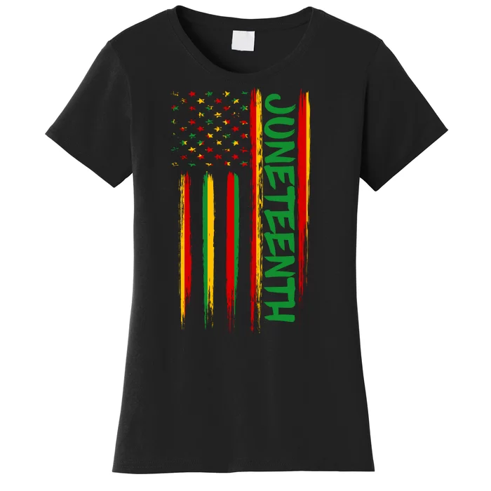 Juneteenth Red Gold Green USA Flag Women's T-Shirt