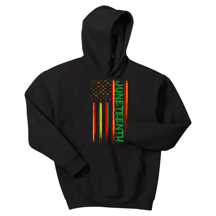 Juneteenth Red Gold Green USA Flag Kids Hoodie