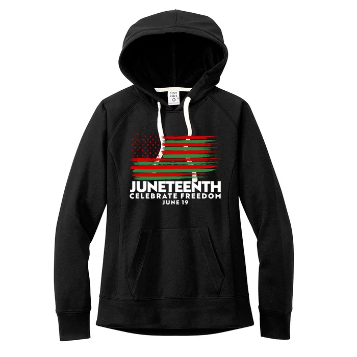 Juneteenth US Flag Celebrate Freedom June 19 Women's Fleece Hoodie