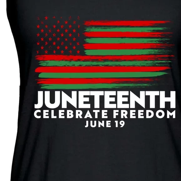 Juneteenth US Flag Celebrate Freedom June 19 Ladies Essential Flowy Tank