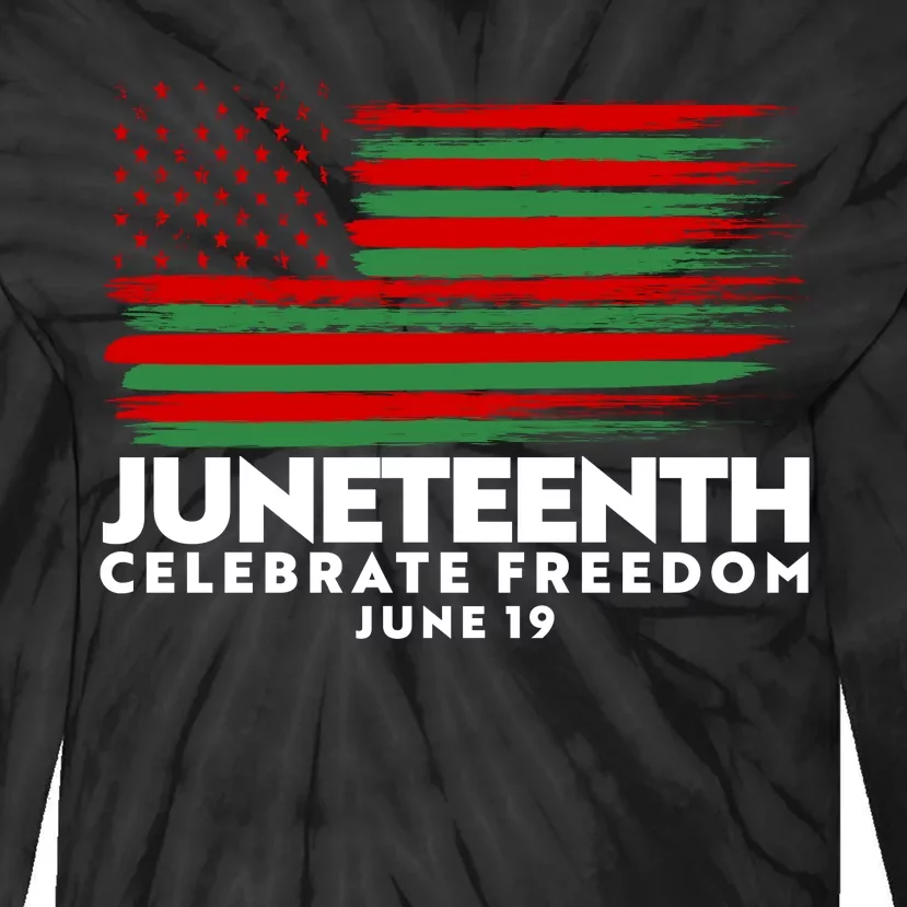 Juneteenth US Flag Celebrate Freedom June 19 Tie-Dye Long Sleeve Shirt