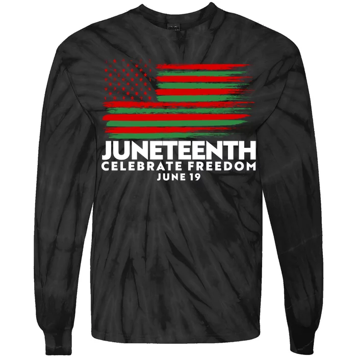 Juneteenth US Flag Celebrate Freedom June 19 Tie-Dye Long Sleeve Shirt