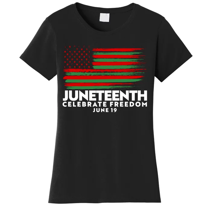 Juneteenth US Flag Celebrate Freedom June 19 Women's T-Shirt