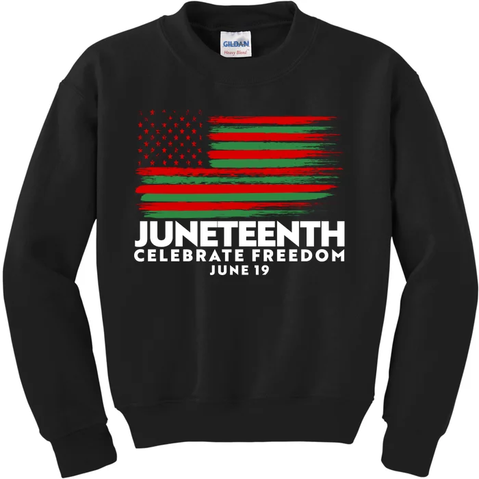 Juneteenth US Flag Celebrate Freedom June 19 Kids Sweatshirt