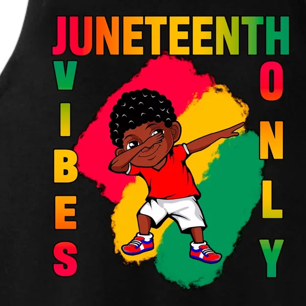 Juneteenth Vibes Only Dabbing African American Boys Ladies Tri-Blend Wicking Tank