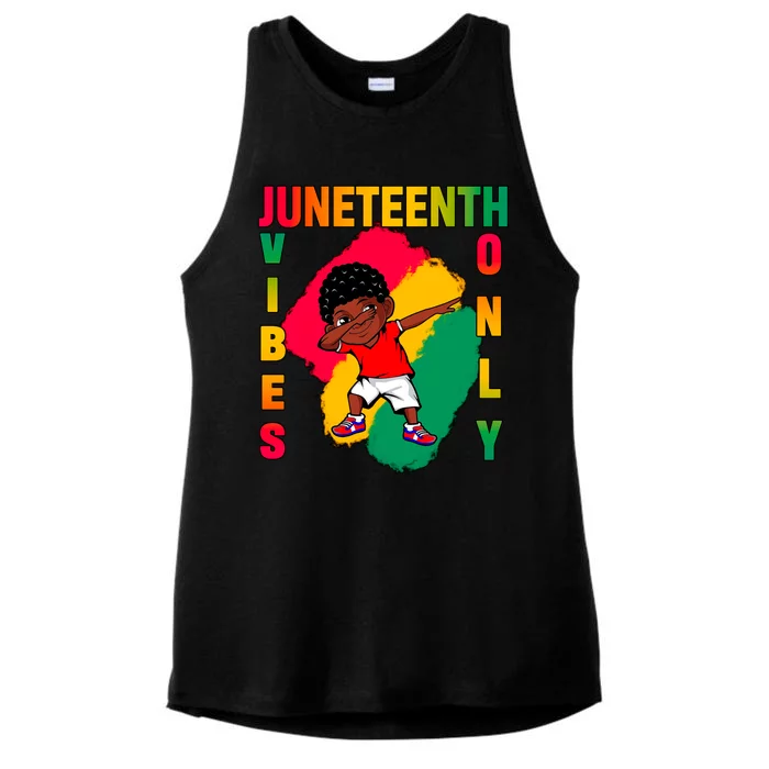 Juneteenth Vibes Only Dabbing African American Boys Ladies Tri-Blend Wicking Tank