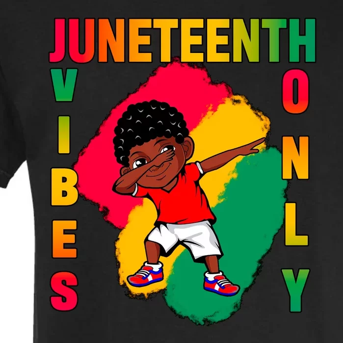 Juneteenth Vibes Only Dabbing African American Boys Garment-Dyed Heavyweight T-Shirt