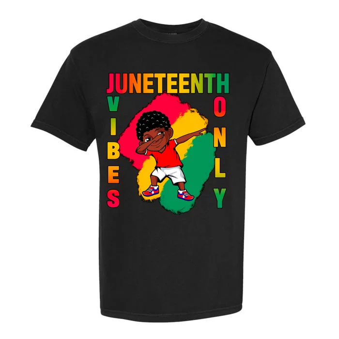 Juneteenth Vibes Only Dabbing African American Boys Garment-Dyed Heavyweight T-Shirt