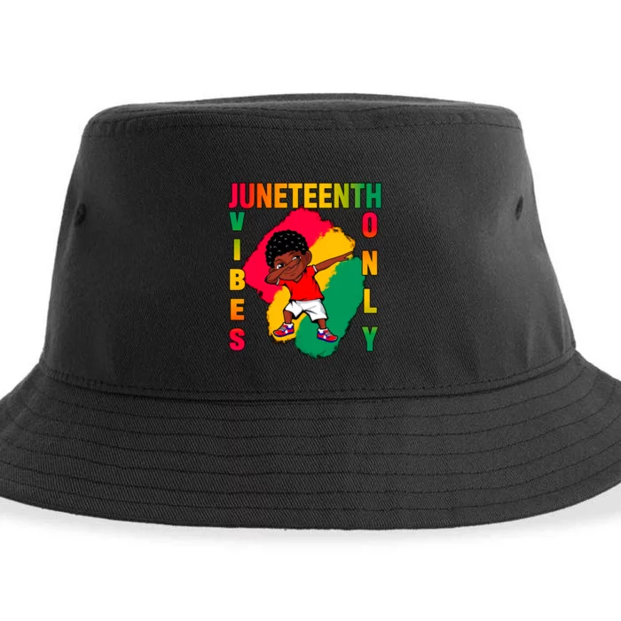 Juneteenth Vibes Only Dabbing African American Boys Sustainable Bucket Hat