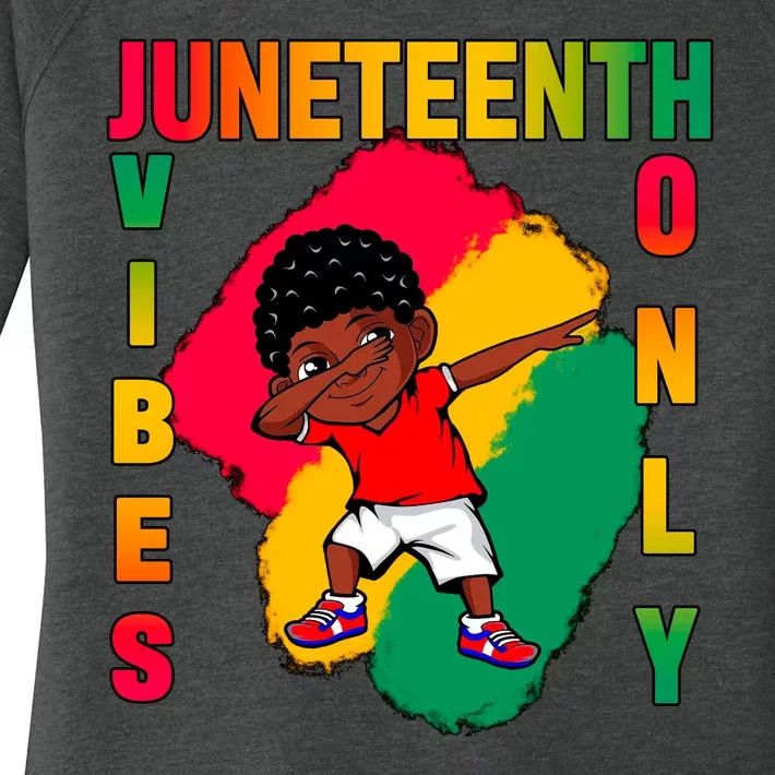 Juneteenth Vibes Only Dabbing African American Boys Women's Perfect Tri Tunic Long Sleeve Shirt