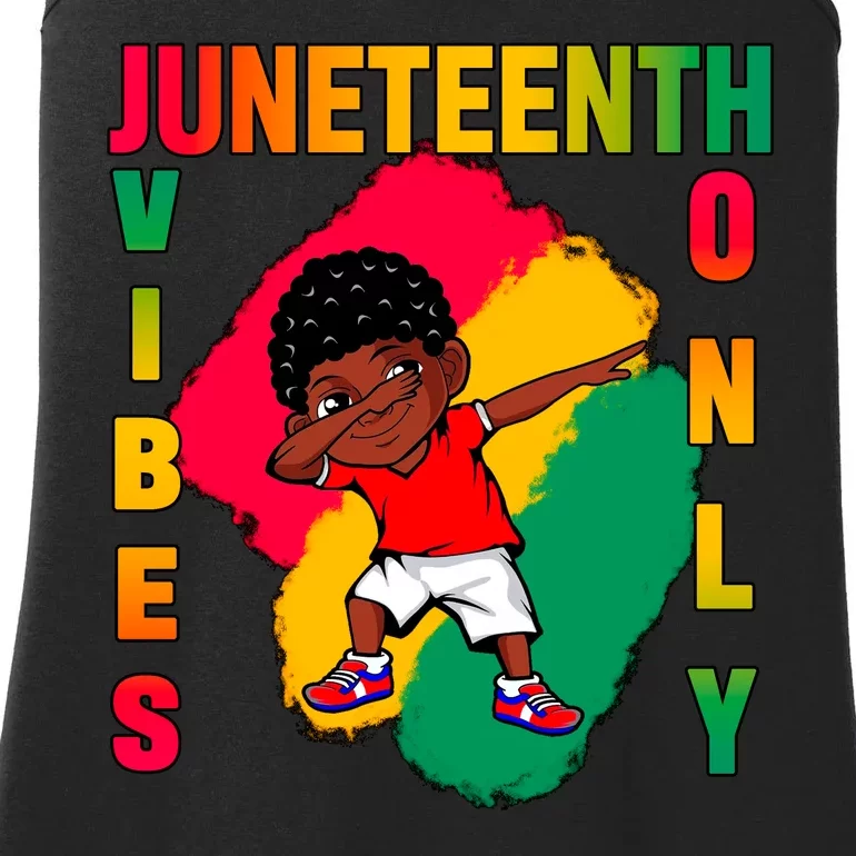 Juneteenth Vibes Only Dabbing African American Boys Ladies Essential Tank