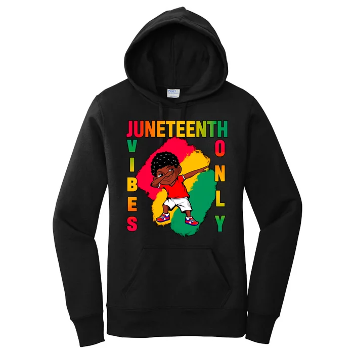 Juneteenth Vibes Only Dabbing African American Boys Women's Pullover Hoodie