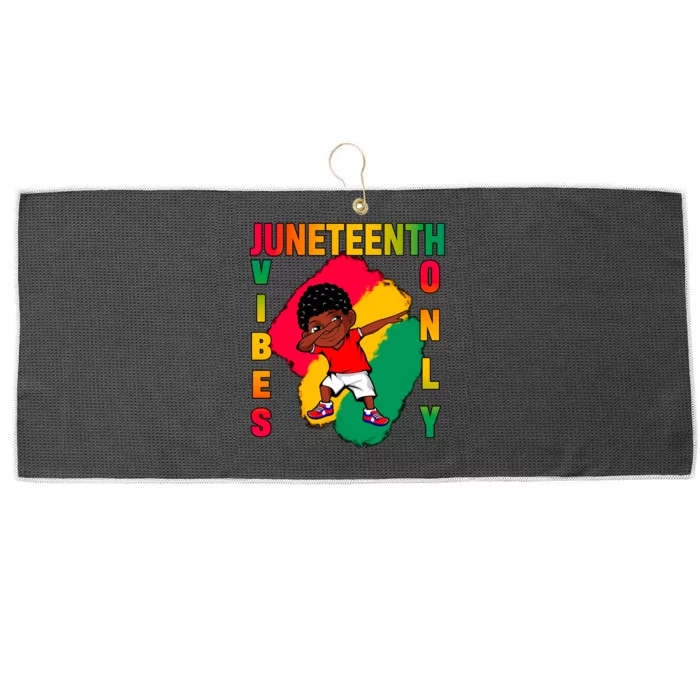 Juneteenth Vibes Only Dabbing African American Boys Large Microfiber Waffle Golf Towel