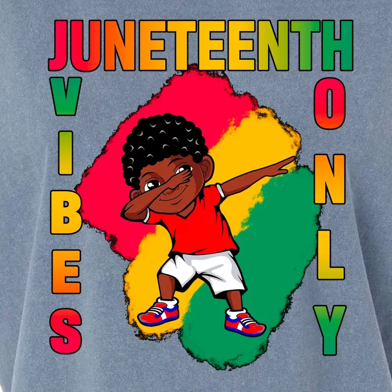 Juneteenth Vibes Only Dabbing African American Boys Garment-Dyed Women's Muscle Tee