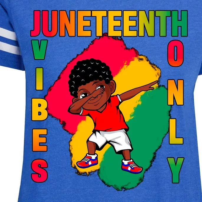 Juneteenth Vibes Only Dabbing African American Boys Enza Ladies Jersey Football T-Shirt