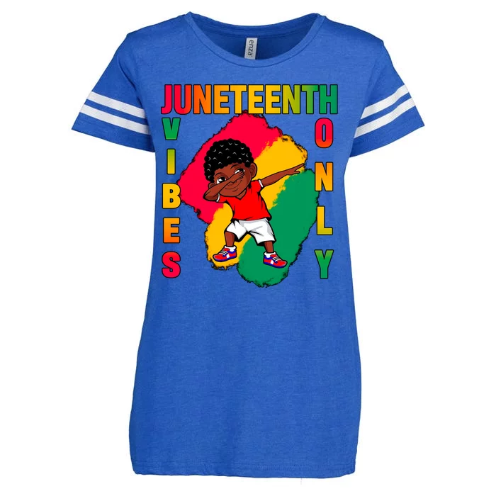 Juneteenth Vibes Only Dabbing African American Boys Enza Ladies Jersey Football T-Shirt